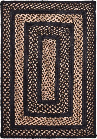 Charleston Jute Braided Rugs 2x3' Rectangular - Country Primitive Black and Brown Rug for Kitchens, Entryways, and Bathrooms in Saudi Arabia