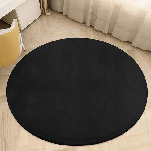 Custom Circular FloorMats with Photo, Customized Circle Rug for Bedroom, Design Round Rug with Picture Text Logo, Personalized Rugs for Home Decoration Welcome Rug, PureBlack, 24" in Saudi Arabia