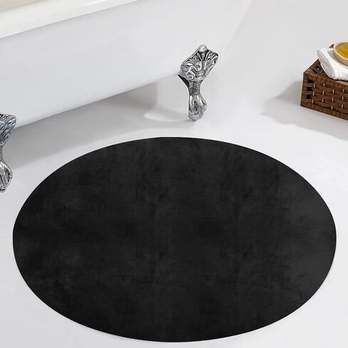Custom Circular FloorMats with Photo, Customized Circle Rug for Bedroom, Design Round Rug with Picture Text Logo, Personalized Rugs for Home Decoration Welcome Rug, PureBlack, 24" in Saudi Arabia