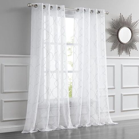 Single Panel Sheer Window Curtain 54" x 84" Linen Textured Drapes for Living Room, Bedroom, Farmhouse Curtains, Boho Decor, Light Filtering Window Treatments, Grommet Curtains, Machine Washable in Saudi Arabia