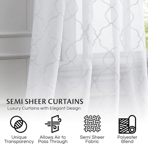 Single Panel Sheer Window Curtain 54" x 84" Linen Textured Drapes for Living Room, Bedroom, Farmhouse Curtains, Boho Decor, Light Filtering Window Treatments, Grommet Curtains, Machine Washable in Saudi Arabia