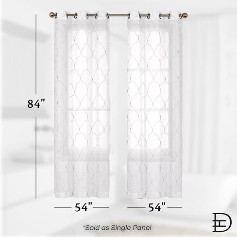 Single Panel Sheer Window Curtain 54" x 84" Linen Textured Drapes for Living Room, Bedroom, Farmhouse Curtains, Boho Decor, Light Filtering Window Treatments, Grommet Curtains, Machine Washable in Saudi Arabia