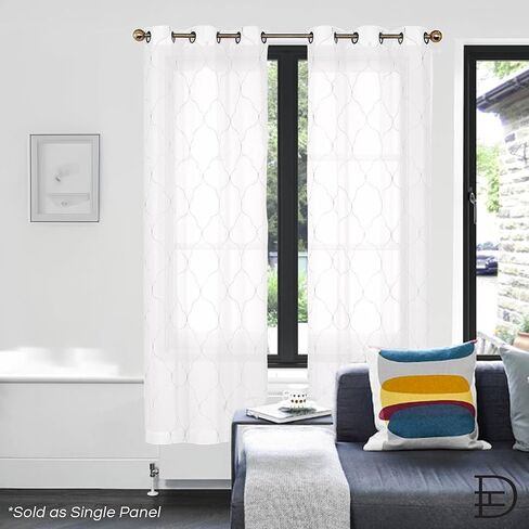 Single Panel Sheer Window Curtain 54" x 84" Linen Textured Drapes for Living Room, Bedroom, Farmhouse Curtains, Boho Decor, Light Filtering Window Treatments, Grommet Curtains, Machine Washable in Saudi Arabia