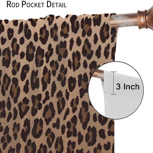 TFOSO Leopard Print Curtains, Animal Fur Drapes Brown Home Decor Wild 3D Print Retro Theme Window Treatments Bedroom Living Room 2 Panel Set Total Size 42" W X 45" L Inch in Saudi Arabia