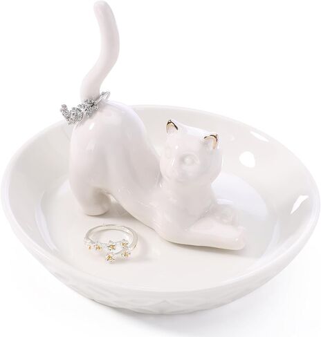 HOME SMILE Dog Ring Holder,Ceramic Silver Jewelry Holder,Mother's Day Gifts for Dog Mom Gifts for Women Christmas,Valentines in Saudi Arabia