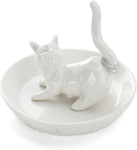 HOME SMILE Dog Ring Holder,Ceramic Silver Jewelry Holder,Mother's Day Gifts for Dog Mom Gifts for Women Christmas,Valentines in Saudi Arabia
