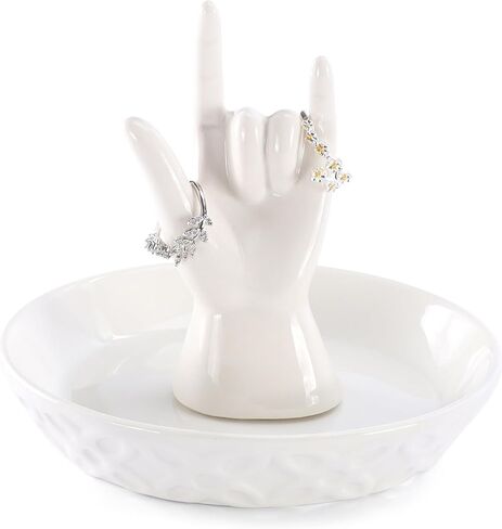 HOME SMILE Dog Ring Holder,Ceramic Silver Jewelry Holder,Mother's Day Gifts for Dog Mom Gifts for Women Christmas,Valentines in Saudi Arabia