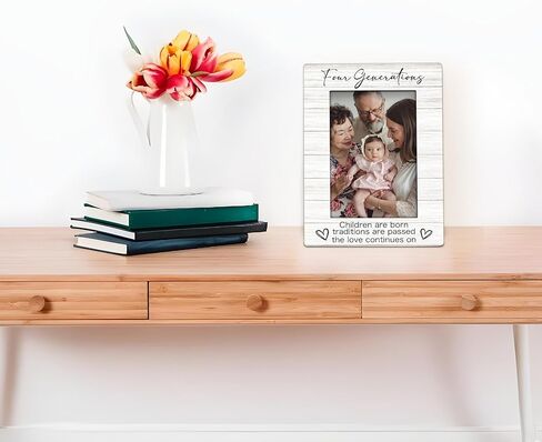 إطار صور Foyoulame Four Generations 4x6، إطار صور خشبي لأربعة أجيال، هدايا عيد الأم للأب للعائلات، يستمر الحب على إطارات الصور المزخرفة لديكور مكتب الطاولة in Kuwait