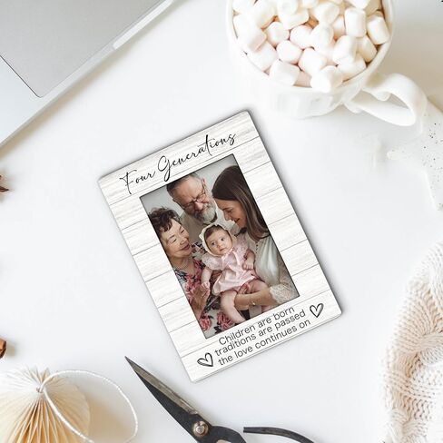 إطار صور Foyoulame Four Generations 4x6، إطار صور خشبي لأربعة أجيال، هدايا عيد الأم للأب للعائلات، يستمر الحب على إطارات الصور المزخرفة لديكور مكتب الطاولة in Kuwait