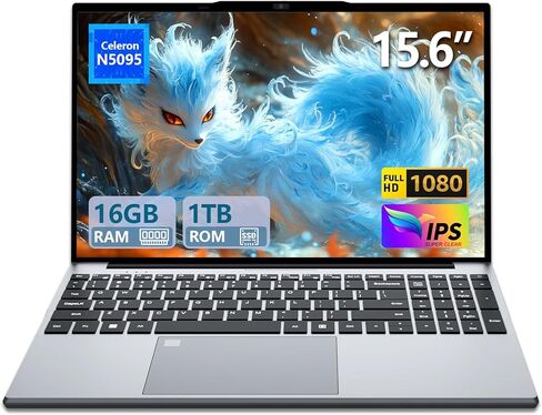 15.6 inch Gaming Laptop 2025, Laptop Computer with N95 Quad-Core up to 3.4GHz, 16GB DDR4 1TB SSD, Backlit Keyboard, Fingerprint Unlock, FHD 1920 * 1080, WiFi5, BT4.2, Win 11 Pro(Silver) in Saudi Arabia
