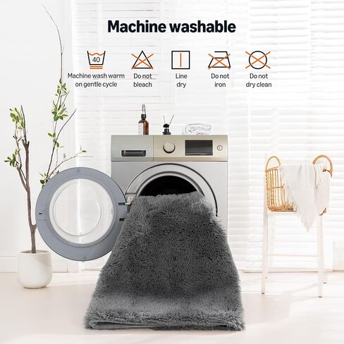 سجادة منطقة قابلة للغسل من Amazon Basics، سجادة أشعث لغرفة المعيشة وغرفة النوم، مقاس 10.16 سم عرض × 15.24 سم طول، رمادي in Kuwait