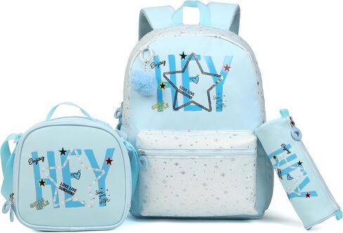 kingdisen School Bag for Teen Girls Kids Pink School Bag Laptop Backpack with Lunch Bag Pencil Case for Girls (Pink Heart) in Saudi Arabia