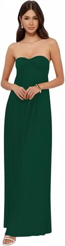 Lrhneeior Strapless Bridesmaid Dresses for Women Pleated Chiffon A Line Formal Long Prom Dress in Saudi Arabia