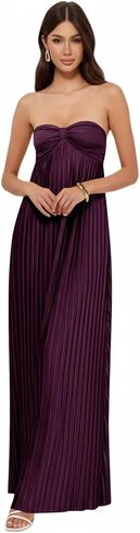 Lrhneeior Strapless Bridesmaid Dresses for Women Pleated Chiffon A Line Formal Long Prom Dress in Saudi Arabia