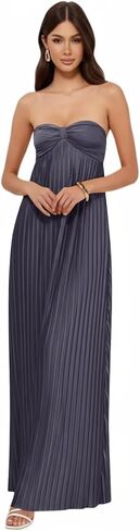 Lrhneeior Strapless Bridesmaid Dresses for Women Pleated Chiffon A Line Formal Long Prom Dress in Saudi Arabia