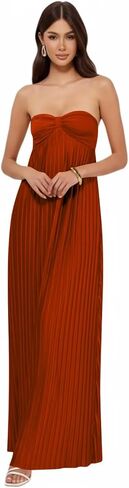 Lrhneeior Strapless Bridesmaid Dresses for Women Pleated Chiffon A Line Formal Long Prom Dress in Saudi Arabia