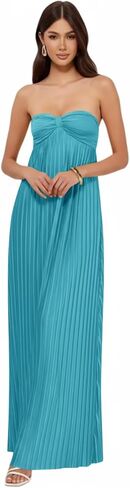 Lrhneeior Strapless Bridesmaid Dresses for Women Pleated Chiffon A Line Formal Long Prom Dress in Saudi Arabia