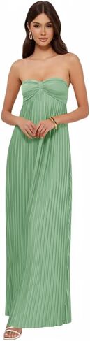 Lrhneeior Strapless Bridesmaid Dresses for Women Pleated Chiffon A Line Formal Long Prom Dress in Saudi Arabia