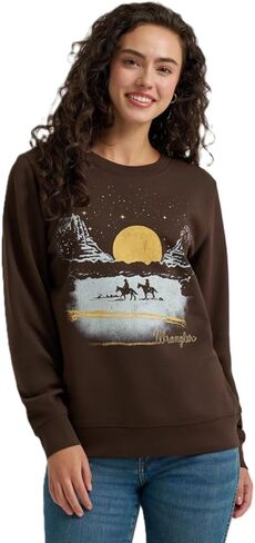 Wrangler Ladies Brown Desert Graphic Crew Sweatshirt in Saudi Arabia