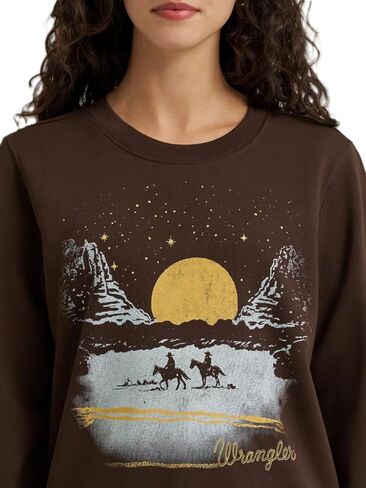 Wrangler Ladies Brown Desert Graphic Crew Sweatshirt in Saudi Arabia