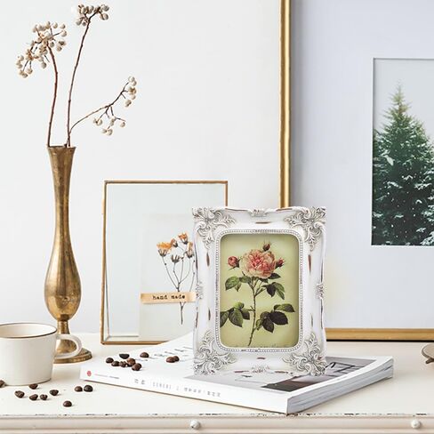 VINLIFE Small Vintage Picture Frames 2.5x3.5 Antique Picture Frames Wallet Size for Tabletop and Wall Mount Ornate Victorian Home Decor Gallery Wall Decor,in Distressed White in Saudi Arabia