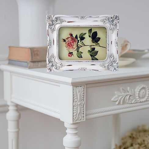 VINLIFE Small Vintage Picture Frames 2.5x3.5 Antique Picture Frames Wallet Size for Tabletop and Wall Mount Ornate Victorian Home Decor Gallery Wall Decor,in Distressed White in Saudi Arabia