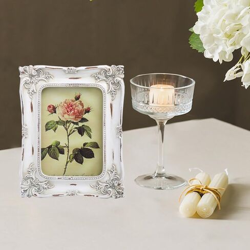 VINLIFE Small Vintage Picture Frames 2.5x3.5 Antique Picture Frames Wallet Size for Tabletop and Wall Mount Ornate Victorian Home Decor Gallery Wall Decor,in Distressed White in Saudi Arabia