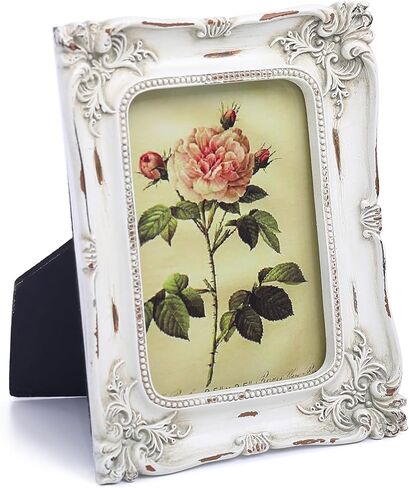 VINLIFE Small Vintage Picture Frames 2.5x3.5 Antique Picture Frames Wallet Size for Tabletop and Wall Mount Ornate Victorian Home Decor Gallery Wall Decor,in Distressed White in Saudi Arabia