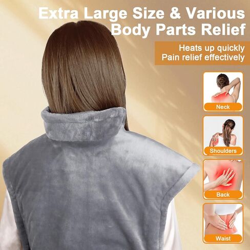 Heating Pad for Back, 23'' × 37'' Large Electric Heating Pad for Neck and Shoulders and Back, 9 Heat Settings & 4 Timers, Auto Shut-Off, Washable, Birthday Valentine Gifts for Women Men in Kuwait