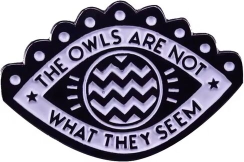 Twin Peaks The Owls Are Not What They Seem Eye Owl Cave Black Lodge Red Room Floor Design David Lynch TV Show 1.25" Enamel Pin Badge in Saudi Arabia