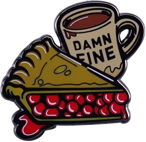 Twin Peaks Damn Fine Cup of Coffee فطيرة الكرز الأسطورية Double R Diner وكيل خاص Dale Cooper Diane Owl Cave Black Lodge Red Room David Lynch TV Show 1.25 بوصة شارة دبوس من المينا in Saudi Arabia