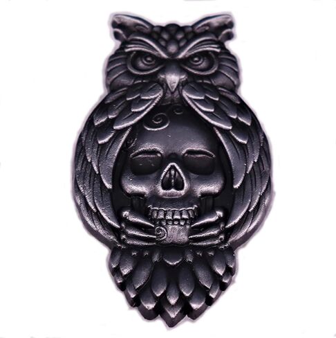 Owl Bird Talons Eyes Skull Skeleton Punk Biker 1.75" Enamel Pin Badge in Saudi Arabia
