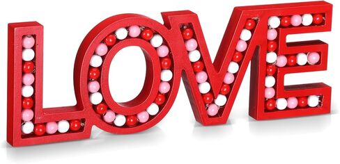 RattanView Love Sign for Desktop Wall Hanging Valentine's Day Block Word Monogram Decorative decor Freestanding Pink White Red Beaded for Valentines Home Decoration Wedding Gift in Saudi Arabia