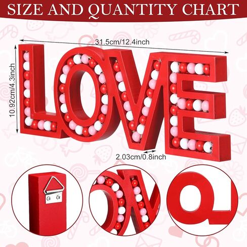 RattanView Love Sign for Desktop Wall Hanging Valentine's Day Block Word Monogram Decorative decor Freestanding Pink White Red Beaded for Valentines Home Decoration Wedding Gift in Saudi Arabia
