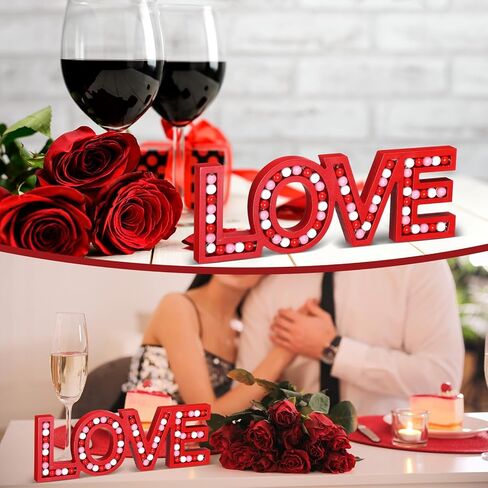 RattanView Love Sign for Desktop Wall Hanging Valentine's Day Block Word Monogram Decorative decor Freestanding Pink White Red Beaded for Valentines Home Decoration Wedding Gift in Saudi Arabia