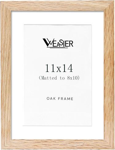 VVEASIER 8x10 Solid Oak Frame, Picture Frame for 8×10 or with Mat for 6x8 photo,Minimalist 8x10 Poster Frame,Tabletop or Wall Display. (natural, 8X10) in Saudi Arabia