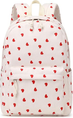 MSKYWU Teenage Girls Backpack High School College Bookbag Corduroy Laptop Bag Casual Travel Daypack - Beige in Saudi Arabia