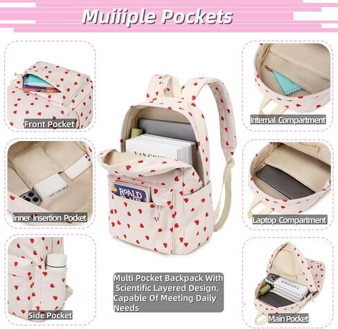 MSKYWU Teenage Girls Backpack High School College Bookbag Corduroy Laptop Bag Casual Travel Daypack - Beige in Saudi Arabia
