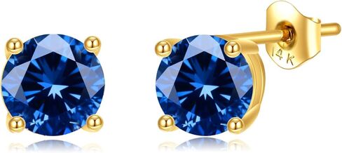 PIIDHW 14K الذهب الحقيقي مويسانيتي أقراط الصلبة الذهب الأصفر مجوهرات مسمار مستديرة 2 قيراط هدايا للنساء in Saudi Arabia