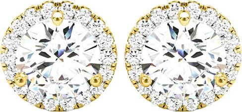 أقراط ماسية مستديرة من 1 إلى 6 قيراط من IGI CERTIFIED LAB GROWN مستديرة من الألماس عيار 14 قيراط مجموعة قيمة من الذهب برغي خلفي (وضوح H-I Color VS1-VS2) in Kuwait