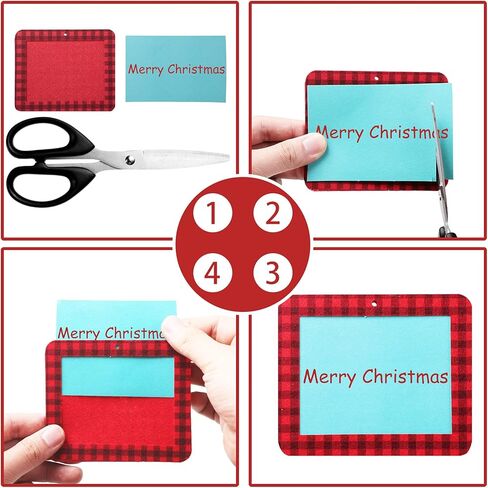 12 Buffalo Plaid Christmas Felt Hanging Photo Frames - Ornament Picture Frame for Tree Decoration in Saudi Arabia