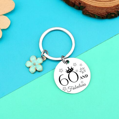 60th Birthday Keychain 60th Gifts for Women Men 60 Year Old Birthday Presents for Mom Dad Grandparent Coworker Boss Keyring Turning 60 Gifts for Women Men in Saudi Arabia