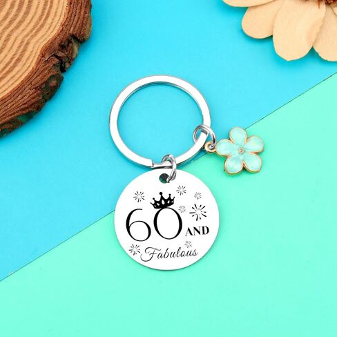 60th Birthday Keychain 60th Gifts for Women Men 60 Year Old Birthday Presents for Mom Dad Grandparent Coworker Boss Keyring Turning 60 Gifts for Women Men in Saudi Arabia