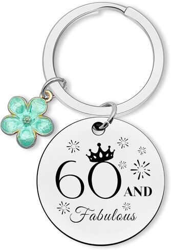 60th Birthday Keychain 60th Gifts for Women Men 60 Year Old Birthday Presents for Mom Dad Grandparent Coworker Boss Keyring Turning 60 Gifts for Women Men in Saudi Arabia