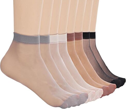 20 زوجًا من الجوارب الشفافة للنساء من Wanmu، جوارب نسائية شفافة من النايلون للكاحل مع مقبض عالي من النايلون للكاحل مضاد للانزلاق للنساء، جوارب طويلة شفافة غير قابلة للانزلاق، خلخال من الحرير غير المرئي in Kuwait