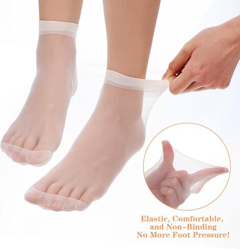 20 زوجًا من الجوارب الشفافة للنساء من Wanmu، جوارب نسائية شفافة من النايلون للكاحل مع مقبض عالي من النايلون للكاحل مضاد للانزلاق للنساء، جوارب طويلة شفافة غير قابلة للانزلاق، خلخال من الحرير غير المرئي in Kuwait