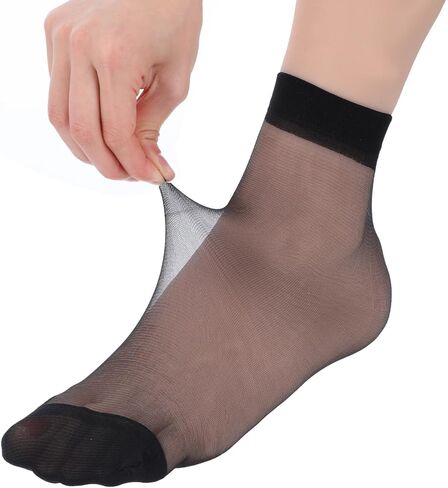 20 زوجًا من الجوارب الشفافة للنساء من Wanmu، جوارب نسائية شفافة من النايلون للكاحل مع مقبض عالي من النايلون للكاحل مضاد للانزلاق للنساء، جوارب طويلة شفافة غير قابلة للانزلاق، خلخال من الحرير غير المرئي in Kuwait