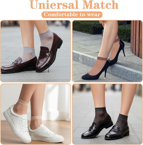 20 زوجًا من الجوارب الشفافة للنساء من Wanmu، جوارب نسائية شفافة من النايلون للكاحل مع مقبض عالي من النايلون للكاحل مضاد للانزلاق للنساء، جوارب طويلة شفافة غير قابلة للانزلاق، خلخال من الحرير غير المرئي in Kuwait