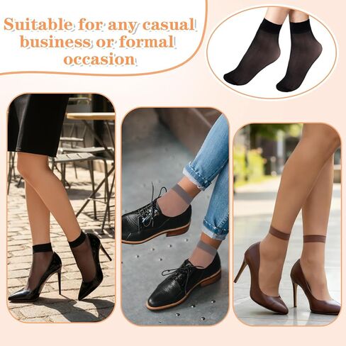 20 زوجًا من الجوارب الشفافة للنساء من Wanmu، جوارب نسائية شفافة من النايلون للكاحل مع مقبض عالي من النايلون للكاحل مضاد للانزلاق للنساء، جوارب طويلة شفافة غير قابلة للانزلاق، خلخال من الحرير غير المرئي in Kuwait