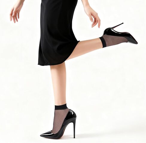 20 زوجًا من الجوارب الشفافة للنساء من Wanmu، جوارب نسائية شفافة من النايلون للكاحل مع مقبض عالي من النايلون للكاحل مضاد للانزلاق للنساء، جوارب طويلة شفافة غير قابلة للانزلاق، خلخال من الحرير غير المرئي in Kuwait